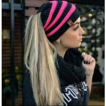 Touca Inverno Gorro de Lã Feminina Com Furo Para Rabo De Cavalo