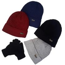 Touca Masculina Sport Com Forro Pelinho Para Inverno+Luva Lã