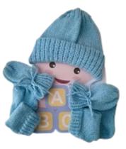 Touca, Meia e Luvas - Conjunto para Bebê em Lã (azul bebê) Touca, Meia e Luvas - Conjunto para Bebê em Lã (azul bebê)