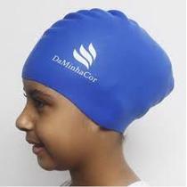 Touca natação afro infantil media azul - DA MINHA COR