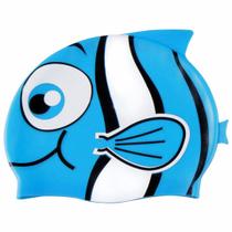 Touca Natação Infantil Silicone Peixinho Azul Mor