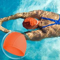 Touca Natação Laranja Tecido Premium Resistente Ao Sal E Cloro Ideal Para Treino De Natação E Mar