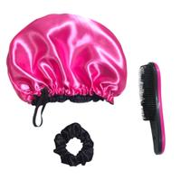 Touca Nero de Cetim Antifrizz Dupla Face Scrunchie de Cetim Antifrizz e Escova de Cabelo