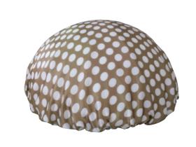 Touca Para Banho Cetim Poá Dourado/Branco