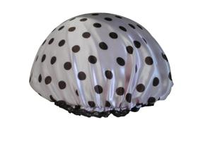 Touca Para Banho Cetim Poa Rosa Marrom Touca Para Banho Cetim Poa Rosa Marrom