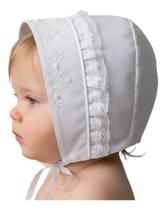 Touca para Batizado Algodão e Renda Mandrião Papilloo Touca para Batizado Algodão e Renda Mandrião Papilloo