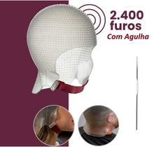 Touca para Luzes Mechas Reflexos 2400 furos Com Agulha Siliconada Profissional Dompel