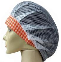 Touca rede com aba laranja xadrez