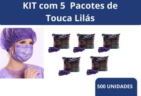 Touca Sanfonada Premium kit 5 pct c/ 100 unidades Lilás - ProtDesc