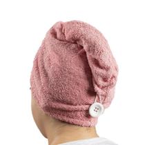 Touca Toalha de Secar Cabelo Pós Banho Prática Rosa Blush - Decorale
