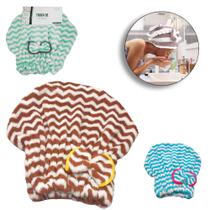 Touca Toalha Para Secar Cabelo Pos Banho De Microfibra 29x25cm