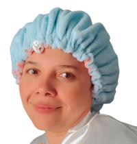 Touca toalha para secar o cabelo de microfibra com regulador.