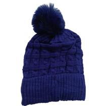 Touca Tricô de Lã com Pompom Adulto Gorro Inverno Forrada