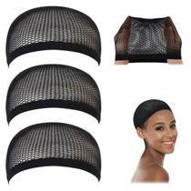 Toucas para peruca em crochê Dreamlover, malha preta, 3 peças Toucas para peruca em crochê Dreamlover, malha preta, 3 peças