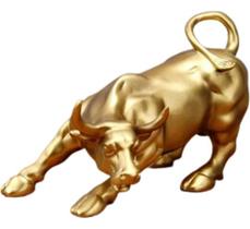 Touro De Ouro Estatua Decoração Dourada Touro Wall Street - H2
