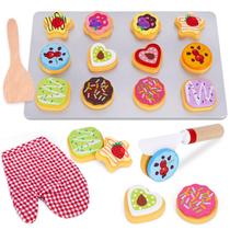 Toy Baking Set KMTJT Slice and Bake Wooden Cookie para crianças