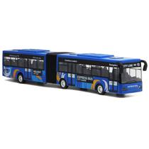 Toy Bus Alloy Blue de dois andares, escala 1:24 com luzes de 28 cm