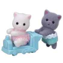 Toy Calico Critters Persian Cat Twins com acessório de carrinho de mão