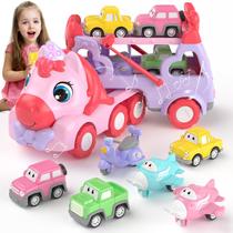 Toy Carrier Truck newcrave Toys Unicorn para meninas de 1 a 3 anos