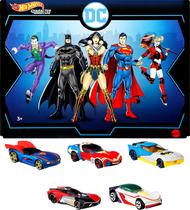 Toy Cars Hot Wheels, pacote com 5 caracteres DC, escala 1:64