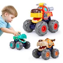 Toy Cars WITALENT Monster truck Push & Go de 1 a 3 anos, pacote com 3 Toy Cars WITALENT Monster truck Push & Go de 1 a 3 anos, pacote com 3