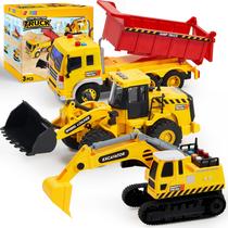Toy de construção, pacote com 3 unidades, escavadeira, carregadeira de caminhão basculante Toy de construção, pacote com 3 unidades, escavadeira, carregadeira de caminhão basculante