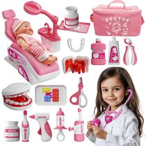 Toy Doctor Kit Max & Deril Dentist Play Set com cadeira