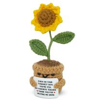 Toy Figure OASSIE Mini, presente de crochê de girassol feito à mão, 10x9 cm