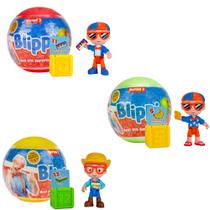 Toy Figures Blippi Ball Pit Surprise, pacote com 3, aprenda formas para crianças