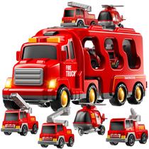 Toy Fire Truck Toy KIZONLY Fire Car Carrier Vehicle Set Girls 3-9