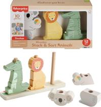 Toy Fisher-Price Wood Baby Stack & Sort Animals 10 peças