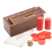 Toy Game Extguds Wooden Penny Game com 50 moedas e 1 dado