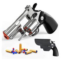 Toy Gun Revolver monochilding prateado com coldre e 40 balas