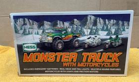 Toy Hess C-46 2007 Monster Truck com 2 motocicletas, verde/branco Toy Hess C-46 2007 Monster Truck com 2 motocicletas, verde/branco