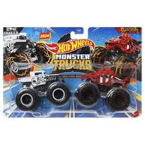 Toy Hot Wheels Monster Trucks Demolition Doubles Bone Shaker vs Skelesaurus, pacote com 2 unidades, moldado sob pressão em escala 1:64