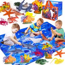 Toy INNOCHEER Kids Ocean Animals com PlayMat, pacote com 18 anos, de 3 a 8 anos Toy INNOCHEER Kids Ocean Animals com PlayMat, pacote com 18 anos, de 3 a 8 anos