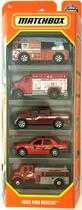 Toy Matchbox MBX Fire Rescue, pacote com 5 veículos em escala 1:64