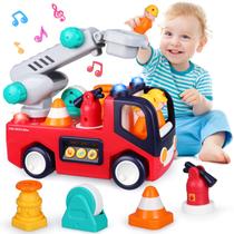 Toy musical de caminhão de bombeiros Yunaking para bebês de 12 a 18 meses Toy musical de caminhão de bombeiros Yunaking para bebês de 12 a 18 meses