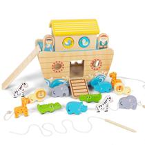 Toy Noah's Ark Wooden Animal Playset Shape Sorter Kids 3+