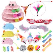 Toy para animais de estimação UPSKY, mesa giratória de 3 níveis, conjunto de brinquedos para gatinhos, 24 unidades Toy para animais de estimação UPSKY, mesa giratória de 3 níveis, conjunto de brinquedos para gatinhos, 24 unidades