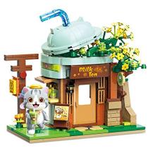 TOY PLAYER Cat Milk Tea Shop Building Set, Compatível com Lego Friends House, Creative Cute Construction Kit, com um gato adorável, City Corner Building Block Toy para 6 + Crianças Melhor Presente