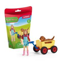 Toy Schleich Puppy Wagon Ride para bebês e crianças