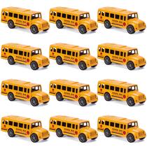Toy School Bus DUNRIOG, pacote com 12 unidades, Pull Back Friction Metal