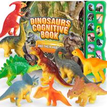 Toy Sound Book + 12 bonecos de dinossauro de brinquedo para crianças de 3 a 6 anos