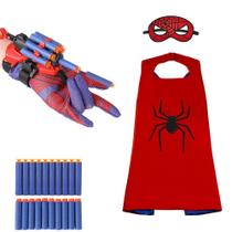 Toy Spider Web Shooter + Capa e máscara de feltro para meninos de 4 a 10 anos