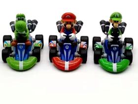 Toy Super Mario Bros Kart Pull Back Cars, 3 peças para crianças