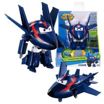 Toy Super Wings Agent Chase de avião para robô de 5 polegadas azul