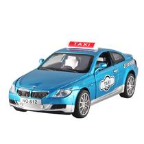 Toy Taxi em liga fundida sob pressão com luz e som para crianças, azul