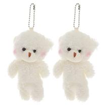 TOYANDONA 2Pcs Mini pelúcia ursinho de pelúcia brinquedo empalhado minúsculo conjunto urso macio animal bolsa bolsa de brinquedo pendentes pendentes chaveiro para bolo de aniversário festa de casamento favores branco