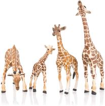 TOYMANY 4PCS Estatuetas realistas de girafa com filhote de girafa, 2-7" Plástico Safari Animals Figures Family Playset Inclui Bebê, Brinquedo Educacional Toppers Presente de Aniversário de Natal para crianças crianças
